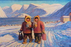 Jeunes Esquimaux revenant du magasin, Pangnirtung, Île de Baffin, 1972 